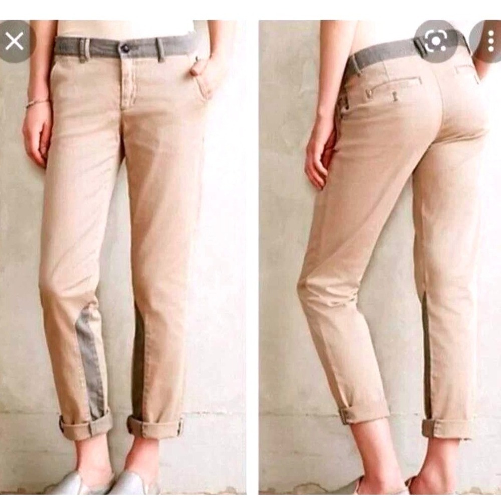 Pilcro Anthropologie Hyphen Pants Womens 26 Mint Equestrian Lace Patch Chino
